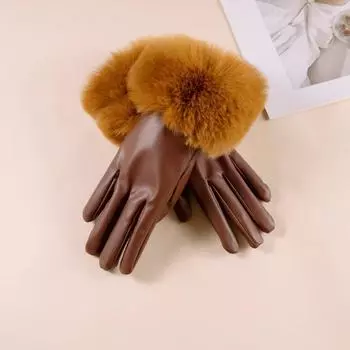 Женские перчатки из натуральной кожи, зимние теплые перчатки из натуральной овчины и натурального лисьего меха