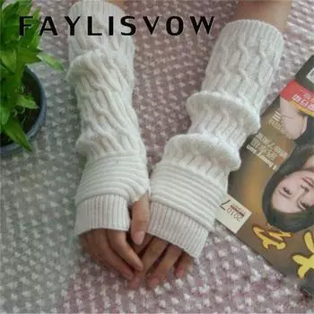 Женские перчатки с полупальцами, грелки для рук, перчатки без пальцев белый