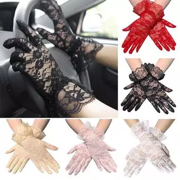 Женские перчатки свадебные кружевные вечерние аксессуары для Хэллоуина бежевый