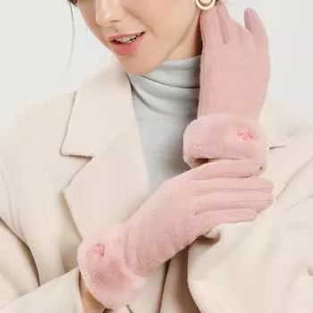 Женские перчатки, уличные бархатные утолщенные теплые вязаные шерстяные перчатки, морозостойкие перчатки с сенсорным экраном One size розовый