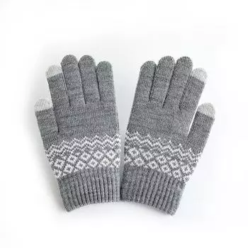 Женские перчатки вязаные перчатки зимние теплые перчатки шерстяные флисовые утепленные перчатки жаккардовые теплые перчатки One Size чёрный