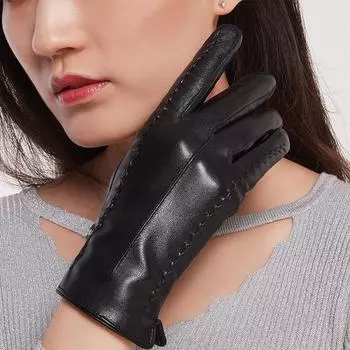 Женские перчатки, зимние теплые ветрозащитные перчатки для езды на велосипеде на открытом воздухе, бархатные перчатки с сенсорным экраном One size чёрный