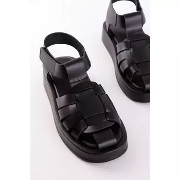 Женские песчаные черные сандалии из натуральной кожи Комфортные повседневные качественные стильные легкие сандалии