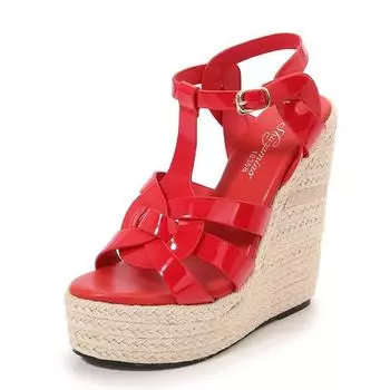 Женские пикантные модные сексуальные простые сандалии на танкетке 15 см с рыбьим носком и прозрачным лицом LFD-10368-115 34 бежевый