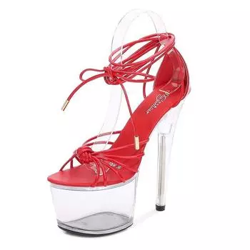 Женские пикантные сандалии на шпильке для ночного клуба, туфли на очень высоком каблуке с открытым носком, серия 181, каблук 17 см, платформа 7 см, LFD 34 чёрный