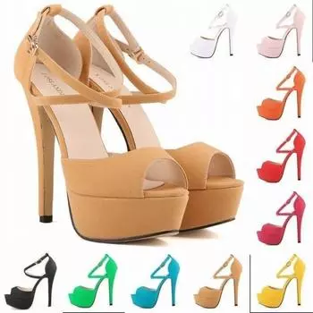 Женские сексуальные босоножки в римском стиле с открытым носком на тонком каблуке на платформе с высоким каблуком на каблуке-лодочке Летняя обувь на шпильках Замшевая обувь 35 красный