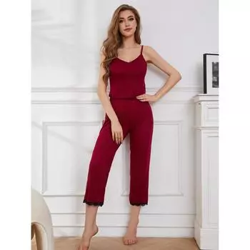 Женские пижамные комплекты из хлопка, комфортный комплект домашней одежды, летние брюки, пижамы, классические однотонные пижамы S