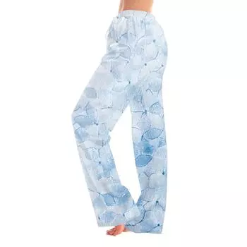 Женские пижамные штаны, одежда для сна, повседневные брюки с эластичной резинкой на талии, удобные прямые свободные брюки для йоги L фиолетовый