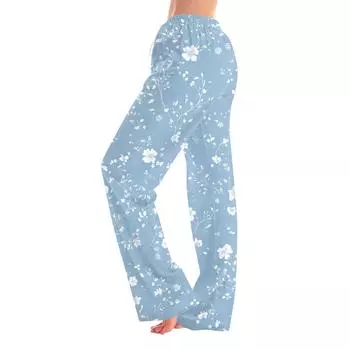 Женские пижамные штаны, одежда для сна, повседневные брюки с эластичной резинкой на талии, удобные прямые свободные брюки для йоги L