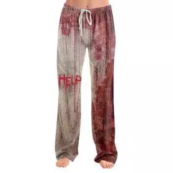 Женские пижамные штаны, одежда для сна, повседневные брюки с эластичной резинкой на талии, удобные прямые свободные брюки для йоги XXL киноварь