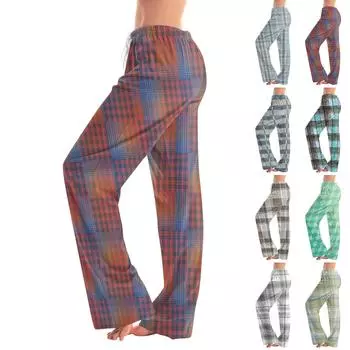 Женские пижамные штаны, одежда для сна, повседневные брюки с эластичной резинкой на талии, удобные прямые свободные брюки для йоги L циан