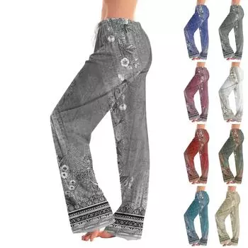 Женские пижамные штаны, одежда для сна, повседневные брюки с эластичной резинкой на талии, удобные прямые свободные брюки для йоги L темно-зеленого