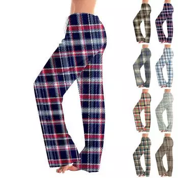 Женские пижамные штаны, одежда для сна, повседневные брюки с эластичной резинкой на талии, удобные прямые свободные брюки для йоги M