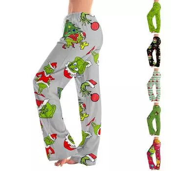 Женские пижамные штаны, одежда для сна, повседневные брюки с эластичной резинкой на талии, удобные прямые свободные брюки для йоги XXL