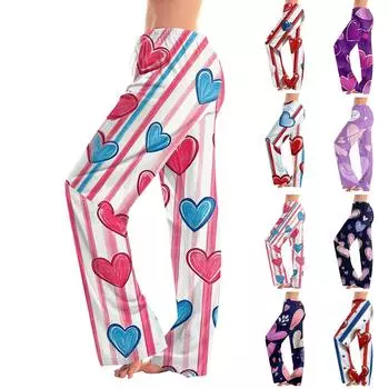 Женские пижамные штаны, одежда для сна, повседневные брюки с эластичной резинкой на талии, удобные прямые свободные брюки для йоги L бежевый