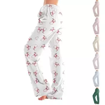 Женские пижамные штаны, одежда для сна, повседневные брюки с эластичной резинкой на талии, удобные прямые свободные брюки для йоги S
