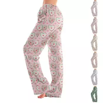 Женские пижамные штаны, одежда для сна, повседневные брюки с эластичной резинкой на талии, удобные прямые свободные брюки для йоги S