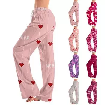 Женские пижамные штаны, одежда для сна, повседневные брюки с эластичной резинкой на талии, удобные прямые свободные брюки для йоги S