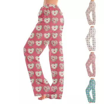 Женские пижамные штаны, одежда для сна, повседневные брюки с эластичной резинкой на талии, удобные прямые свободные брюки для йоги XXXL