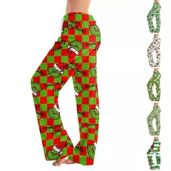 Женские пижамные штаны, одежда для сна, повседневные брюки с эластичной резинкой на талии, удобные прямые свободные брюки для йоги L зелёный