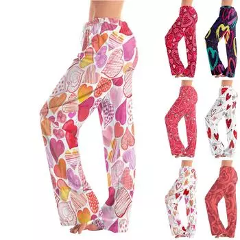 Женские пижамные штаны, одежда для сна, повседневные брюки с эластичной резинкой на талии, удобные прямые свободные брюки для йоги L