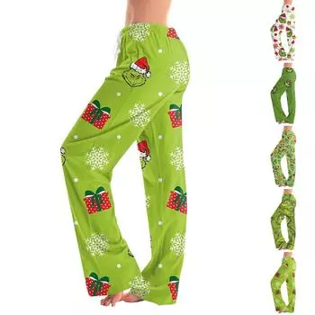 Женские пижамные штаны, одежда для сна, повседневные брюки с эластичной резинкой на талии, удобные прямые свободные брюки для йоги XXL