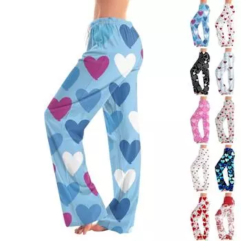 Женские пижамные штаны, одежда для сна, повседневные брюки с эластичной резинкой на талии, удобные прямые свободные брюки для йоги L хаки