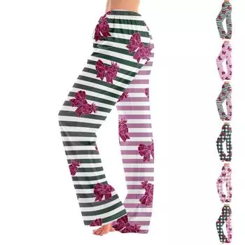 Женские пижамные штаны, одежда для сна, повседневные брюки с эластичной резинкой на талии, удобные прямые свободные брюки для йоги XXL
