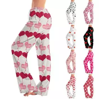 Женские пижамные штаны, одежда для сна, повседневные брюки с эластичной резинкой на талии, удобные прямые свободные брюки для йоги M