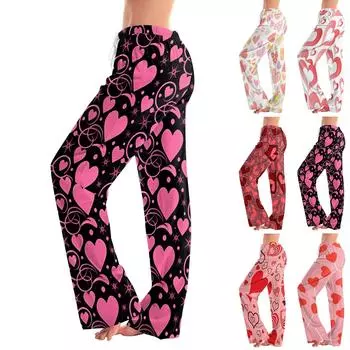 Женские пижамные штаны, одежда для сна, повседневные брюки с эластичной резинкой на талии, удобные прямые свободные брюки для йоги L винный