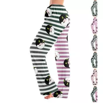 Женские пижамные штаны, одежда для сна, повседневные брюки с эластичной резинкой на талии, удобные прямые свободные брюки для йоги M розовый