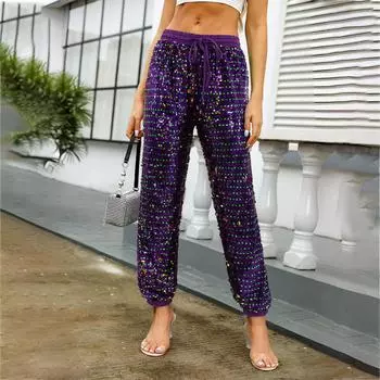 Женские пижамные штаны, одежда для сна, повседневные брюки с эластичной резинкой на талии, удобные прямые свободные брюки для йоги L темно-фиолетового