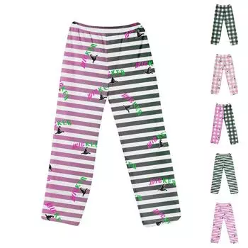 Женские пижамные штаны, одежда для сна, повседневные брюки с эластичной резинкой на талии, удобные прямые свободные брюки для йоги L армия зеленый