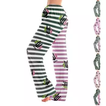 Женские пижамные штаны, одежда для сна, повседневные брюки с эластичной резинкой на талии, удобные прямые свободные брюки для йоги L армия зеленый