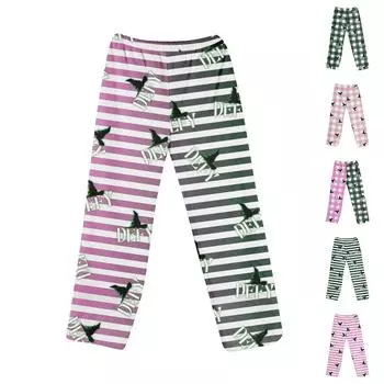 Женские пижамные штаны, одежда для сна, повседневные брюки с эластичной резинкой на талии, удобные прямые свободные брюки для йоги L армия зеленый