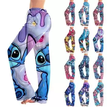 Женские пижамные штаны, одежда для сна, повседневные брюки с эластичной резинкой на талии, удобные прямые свободные брюки для йоги L темно-синий