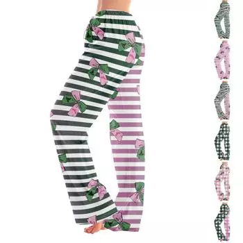 Женские пижамные штаны, одежда для сна, повседневные брюки с эластичной резинкой на талии, удобные прямые свободные брюки для йоги XL