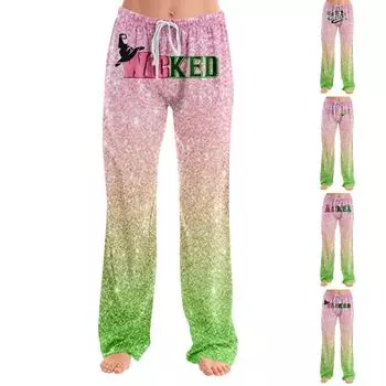 Женские пижамные штаны, одежда для сна, повседневные брюки с эластичной резинкой на талии, удобные прямые свободные брюки для йоги L армия зеленый