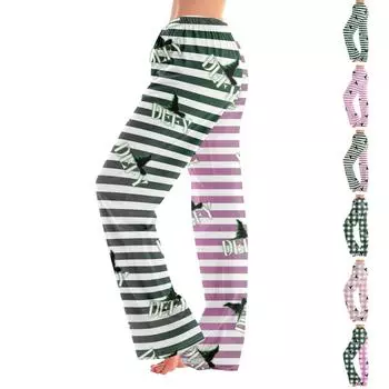 Женские пижамные штаны, одежда для сна, повседневные брюки с эластичной резинкой на талии, удобные прямые свободные брюки для йоги L армия зеленый