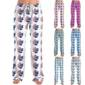 Женские пижамные штаны, одежда для сна, повседневные брюки с эластичной резинкой на талии, удобные прямые свободные брюки для йоги L синий