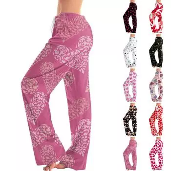 Женские пижамные штаны, одежда для сна, повседневные брюки с эластичной резинкой на талии, удобные прямые свободные брюки для йоги XXXL