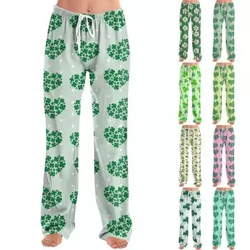 Женские пижамные штаны, одежда для сна, повседневные брюки с эластичной резинкой на талии, удобные прямые свободные брюки для йоги M