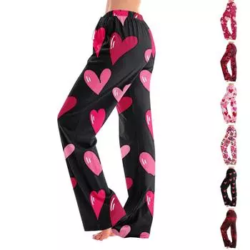 Женские пижамные штаны, одежда для сна, повседневные брюки с эластичной резинкой на талии, удобные прямые свободные брюки для йоги S