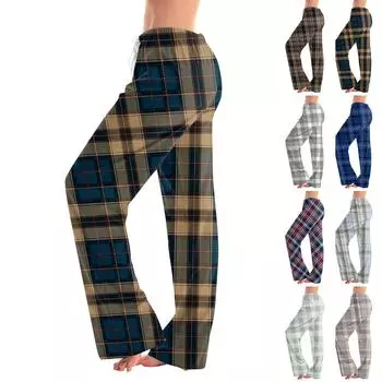 Женские пижамные штаны, одежда для сна, повседневные брюки с эластичной резинкой на талии, удобные прямые свободные брюки для йоги L чёрный