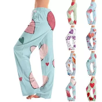 Женские пижамные штаны, одежда для сна, повседневные брюки с эластичной резинкой на талии, удобные прямые свободные брюки для йоги L горячий розовый