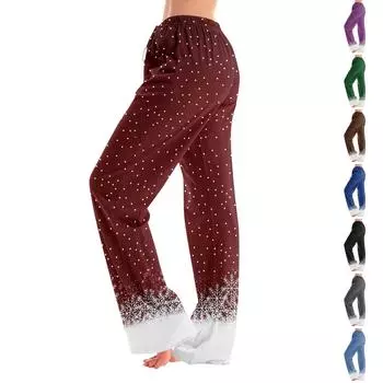 Женские пижамные штаны, одежда для сна, повседневные брюки с эластичной резинкой на талии, удобные прямые свободные брюки для йоги L чёрный