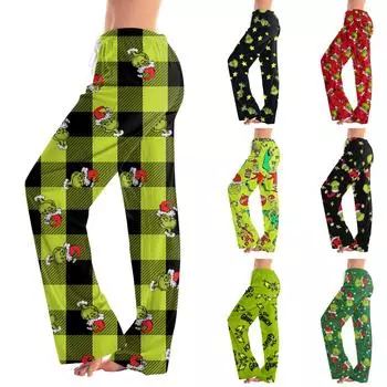 Женские пижамные штаны, одежда для сна, повседневные брюки с эластичной резинкой на талии, удобные прямые свободные брюки для йоги L армия зеленый