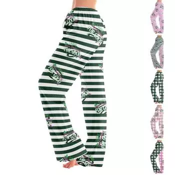 Женские пижамные штаны, одежда для сна, повседневные брюки с эластичной резинкой на талии, удобные прямые свободные брюки для йоги L армия зеленый