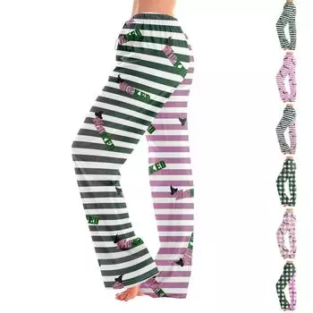 Женские пижамные штаны, одежда для сна, повседневные брюки с эластичной резинкой на талии, удобные прямые свободные брюки для йоги L армия зеленый