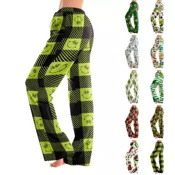 Женские пижамные штаны, одежда для сна, повседневные брюки с эластичной резинкой на талии, удобные прямые свободные брюки для йоги L армия зеленый